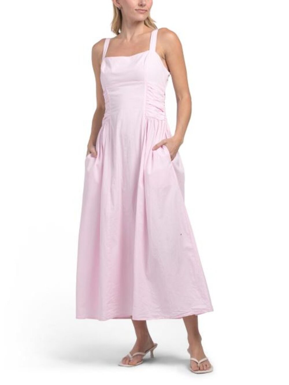 LEA Sleeveless Pleated Side Maxi Dress